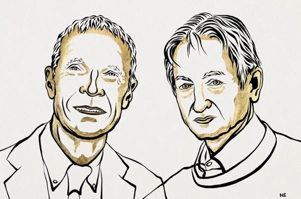 John J. Hopfield and Geoffrey E. Hinton. Credit: Ill. Niklas Elmehed © Nobel Prize Outreach