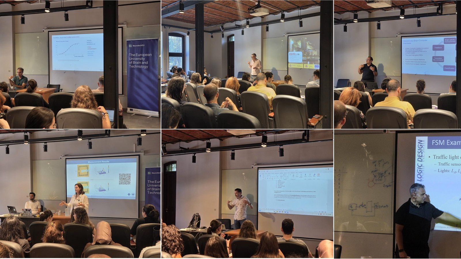 A collection of photos showing lecturers during the physical phase classes at Boğazi&ccedil;i University.